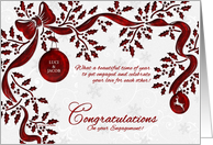 Holiday Engagement Congratulations in Red & White card