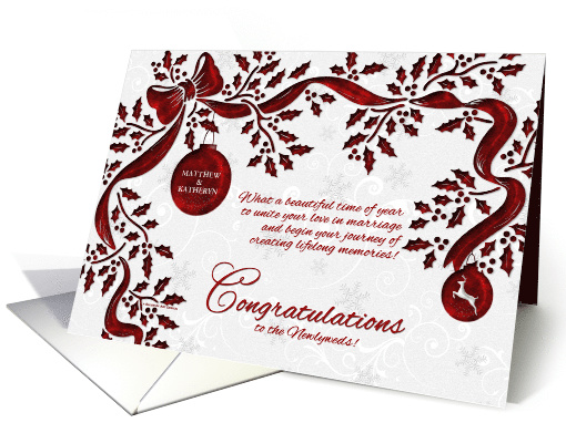 Christmas Wedding Congratulations Newlyweds Red and White card