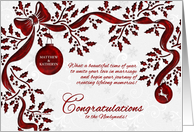 Christmas Wedding Congratulations Newlyweds Red and White card