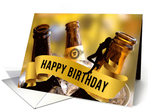 for Him Funny Beer Themed Birthday with Sexy Girl card (1015257)