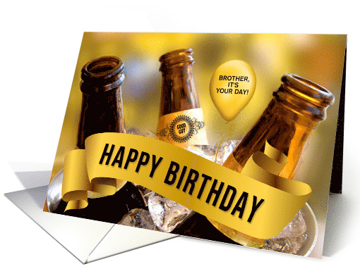 for Brother Funny Beer Themed Birthday Custom Text card (1015295)