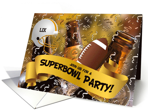 Superbowl Party Invitation Beer in a Bucket Football Theme Custom card