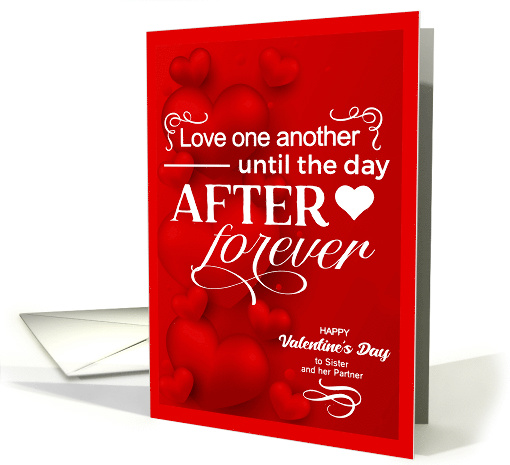 for Sister and Her Partner on Valentine's Day Red Hearts card
