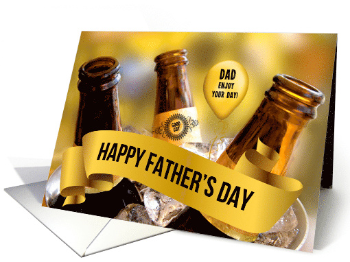 For Dad on Father's Day Bucket of Beer Theme card (1020295)