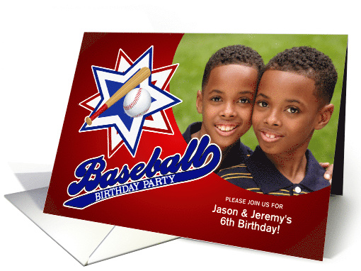 Custom Baseball Theme Birthday Party Invitation with Photo card