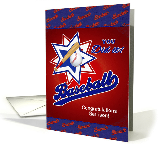 Custom Congratulations on Making the Team Baseball Theme card