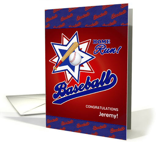 Home Run Congratulations Custom Baseball Theme card (1028283)