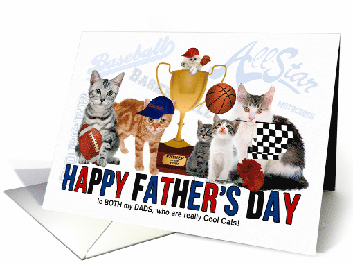 for Two Dads Father's Day Cat Lover Sports Theme card (1030041)