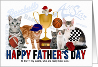 for Two Dads Father’s Day Cat Lover Sports Theme card