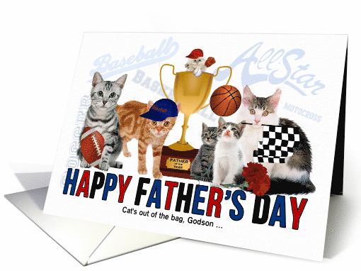 For Godson on Father's Day Sports Themed Cats card (1030063)