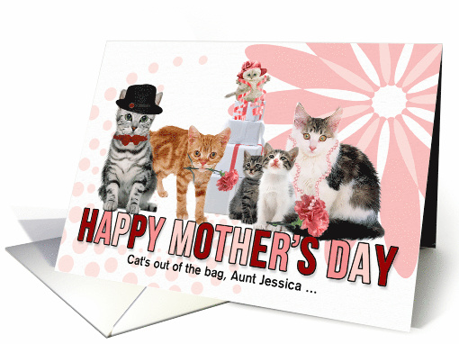 for Aunt on Mother's Day Cat Lover Pink and Red Custom card (1030133)