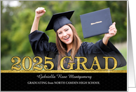 Class of 2025 Graduation Announcement Grad’s Photo Gold Bling card