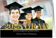 Class of 2025 Graduation Party Invitation Grad’s Photo Gold Bling card
