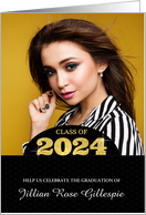 Class of 2022 Graduation Party Invitation Grad’s Photo Gold Bling card