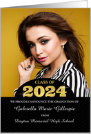 Class of 2023 Graduation Announcement Grad’s Photo Gold Bling card