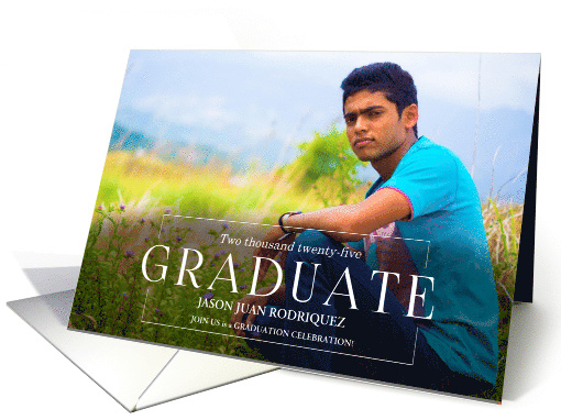 Graduation Party Invitation Simple Elegance with Name Photo 2025 card