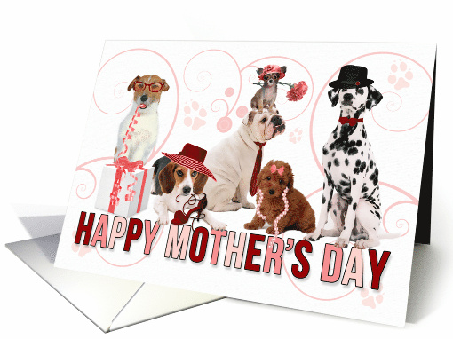 Happy Mother's Day for Dog Lover in Pink and Red card (1032519)