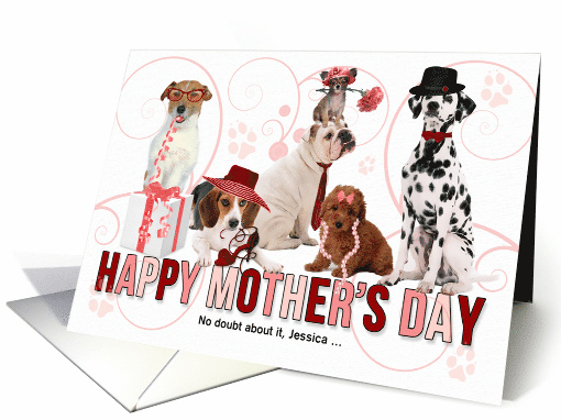 For a Friend on Mother's Day Custom Dog Lover Pink and Red card