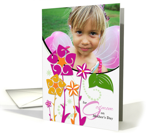 for Godmom on Mother's Day Fun Floral with Photo card (1036387)