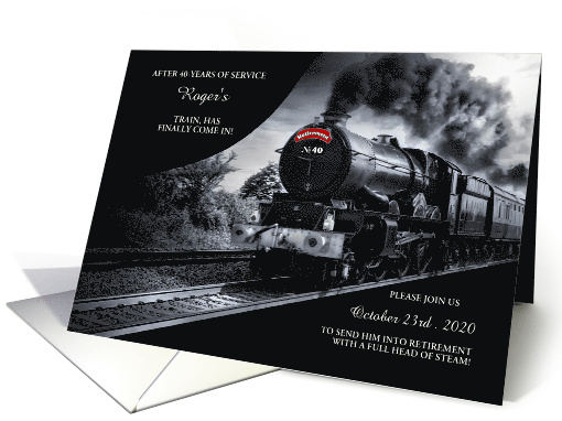 Railroad Retirement Invitation No. 40 Train Custom Text card (1039423)