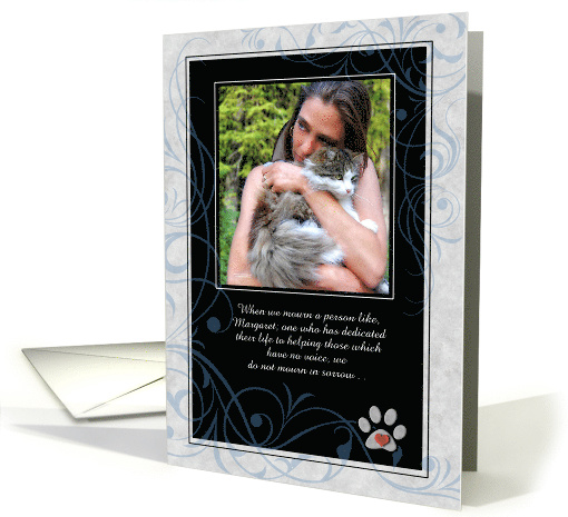 Memorial Service for Cat Lover Blue and Black Photo Invitation card