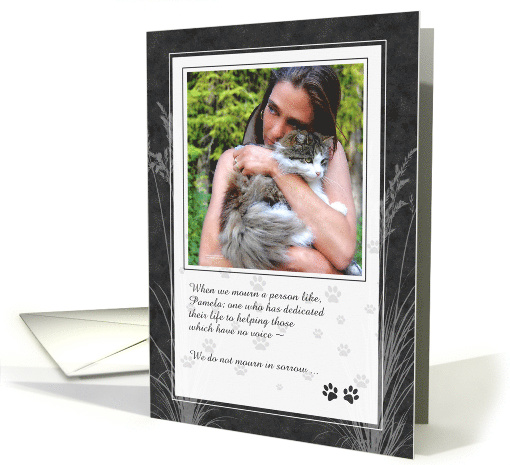 Cat Lover's Memorial Photo Invitation in Charcoal Gray card (1042437)