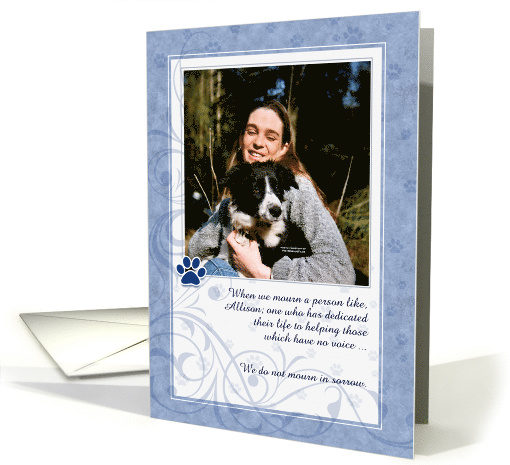 Memorial Service for Cat Lover with Photo in Blue card (1042583)