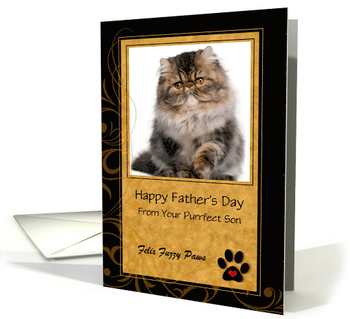 from the Cat on Father's Day Gold and Black with Pet's Photo card