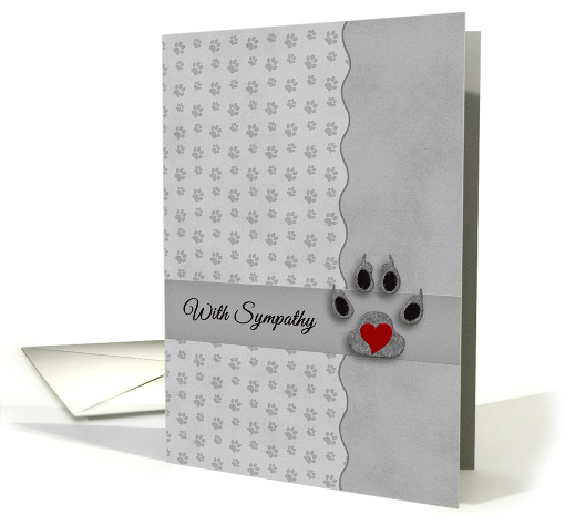 Pet Sympathy in Silver and Black Paw Prints and Heart card (1043031)