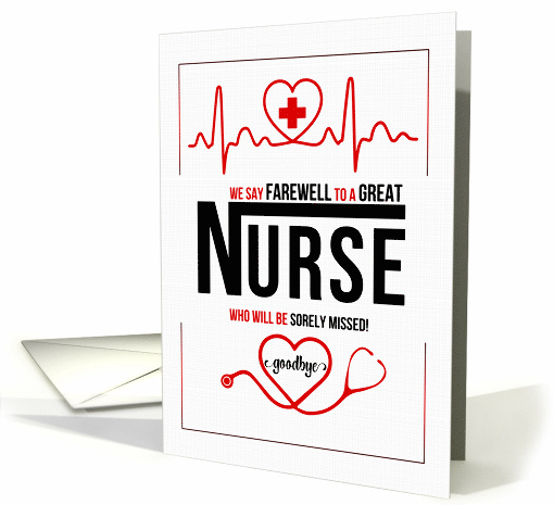 Nurse Farewell or Good Bye Red White and Black card (1043465)