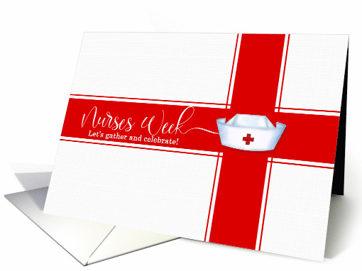 Nurses Week Celebration Invitation Red White Nurse's Cap card