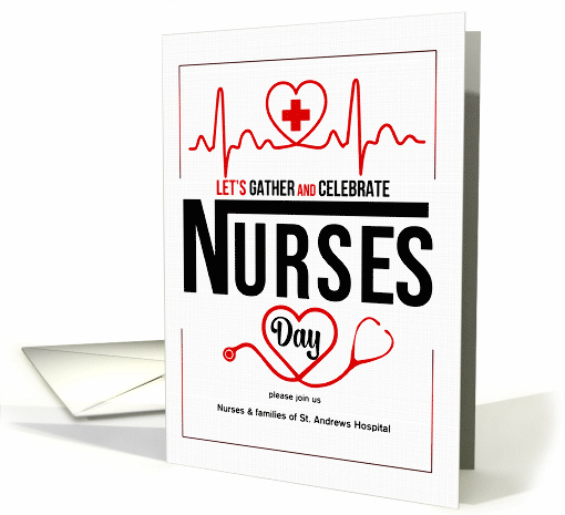 Nurses Day Celebration Invitation Red Black White Custom card