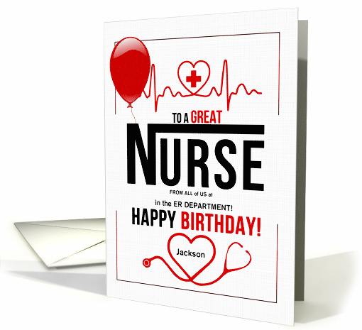Nurse's Birthday Custom Red Balloon card (1043527)