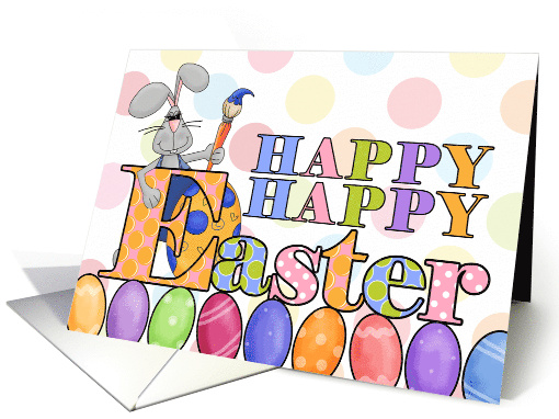 Happy Easter Easter Bunny Painting Easter Eggs card (1044531)