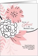 for Aunt on Mother’s Day Pink and Black Botanical Custom card