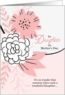 for Daughter on Mother’s Day Pink and Black Botanical card