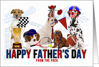 for Dad from the Kids on Father’s Day Dogs Sports Theme card