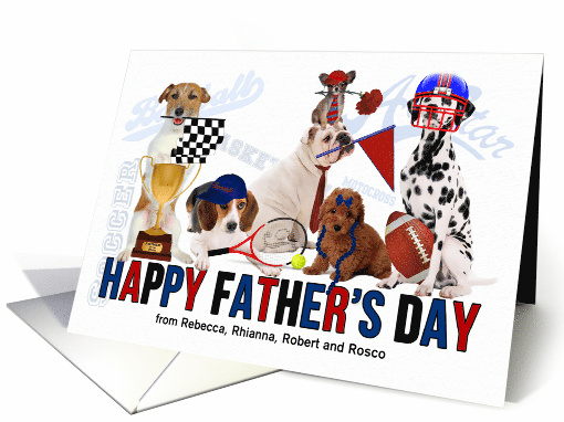 for Dad on Father's Day from the Kids Custom Dogs Sports Theme card
