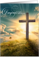 Christian Encouragement Praying for You Cross on Hill card