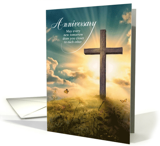 Wedding Anniversary Christian Cross on a Hill card (1047171)