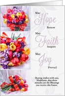 Easter Blessings Tulip Bouquets Faith Hope and Joy Custom card