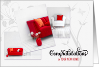 New Home Congratulations in Modern Red and White card