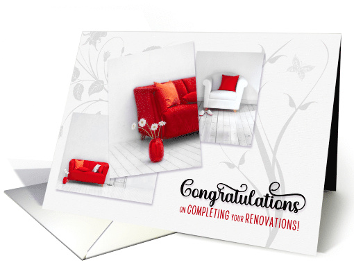 Home Renovations Congratulations in Modern Red and White card