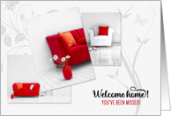 Welcome Home! Modern Red and White Blank Inside card