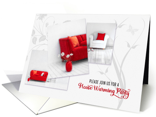 Housewarming Party Invitations Home in Red and White card (1049741)