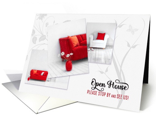 Open House Invitation Home in Red and White card (1049747)
