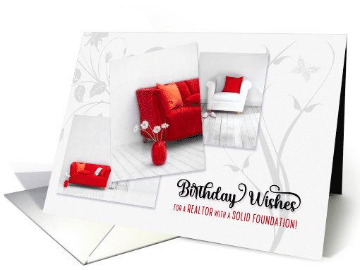 Realtor's Birthday Home in Red and White Modern Styling card (1049751)