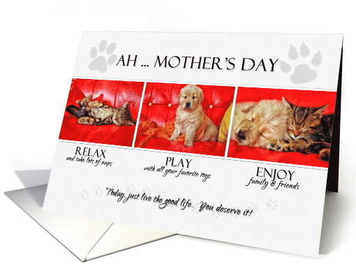 Mother's Day Fun Kitten and Puppy Pet Lover Theme card (1049947)