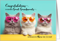 Triplet Congratulations New Great Grandparents Funny Cats card