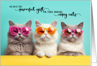 A Gift for Triplets Three Cute Cats in Colorful Sunglasses card
